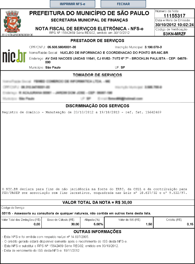 nota fiscal